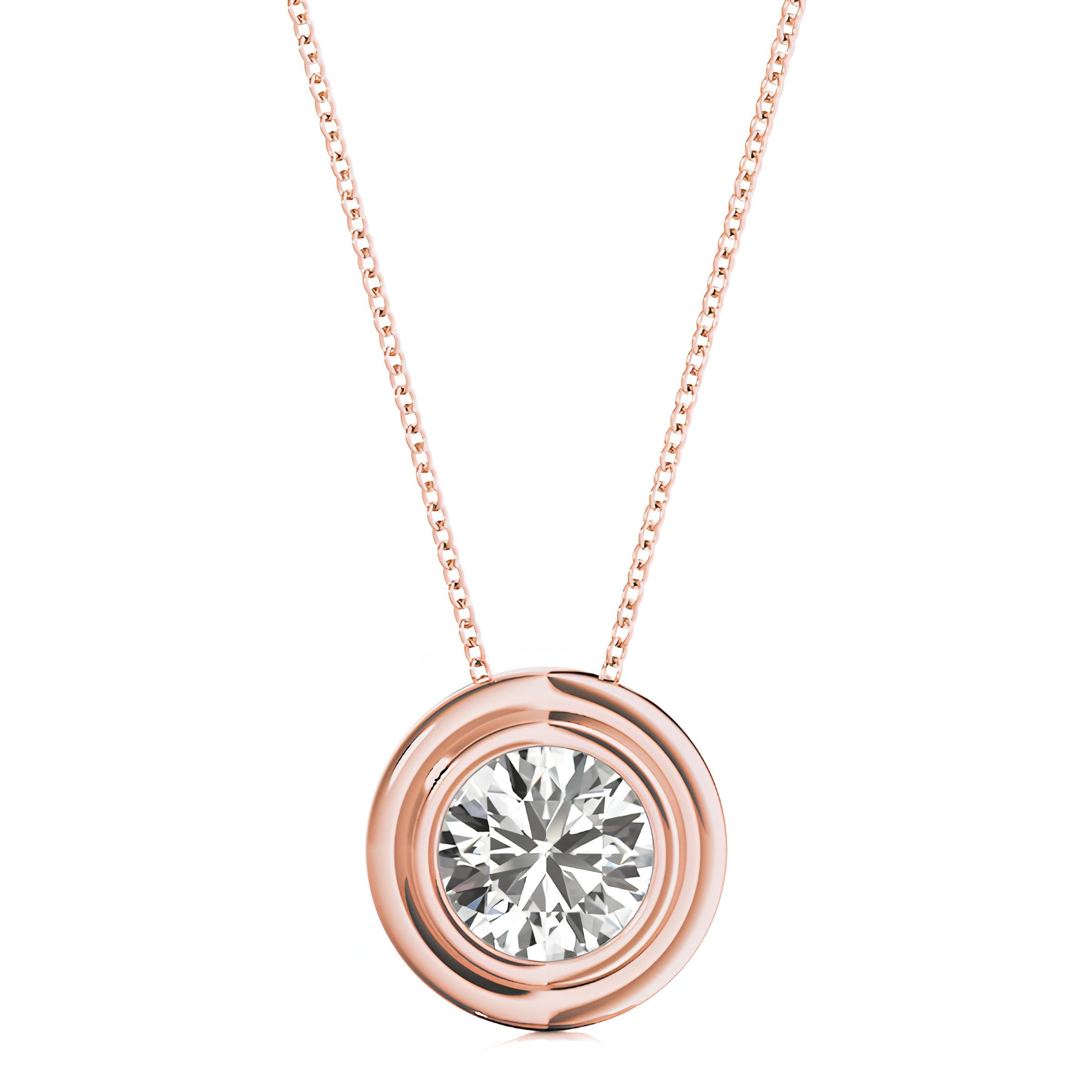 0.25 to 2.00 CTW Lab-Grown Round Diamond Pendant Necklace IGI Certified, 14K Gold Elegant Diamond Jewelry